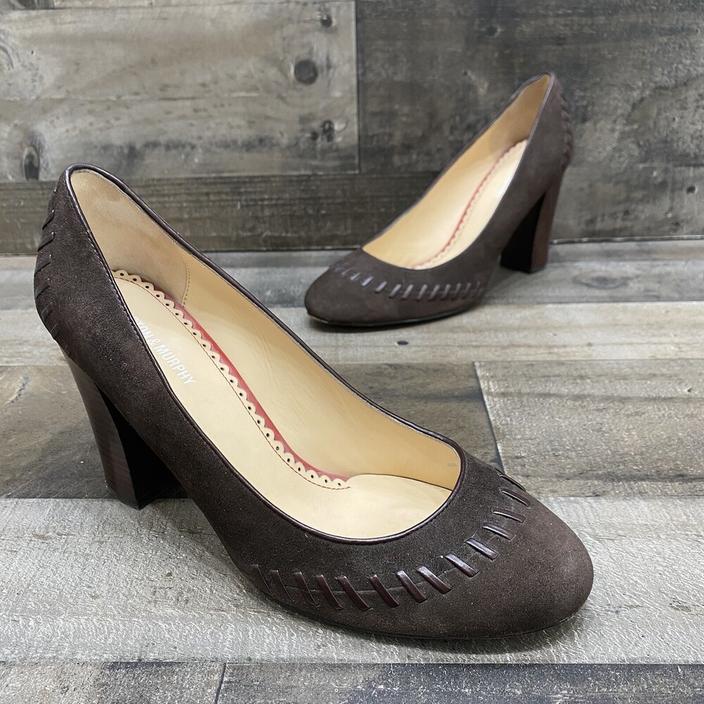 Johnston Murphy Womens Brown Suede Leather Comfort Classic Heels Size 9.5 M